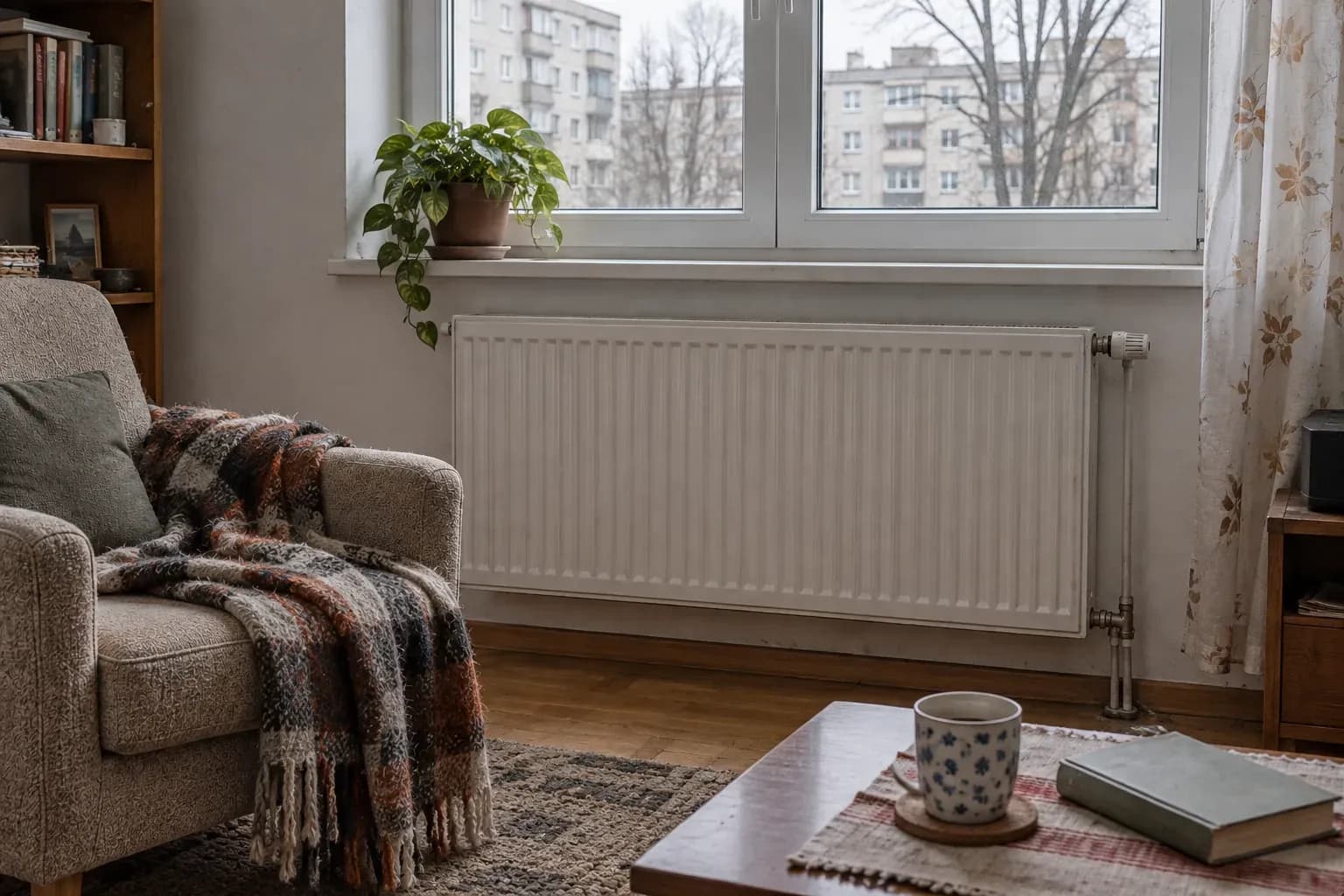 Calorifer sub fereastra unui apartament