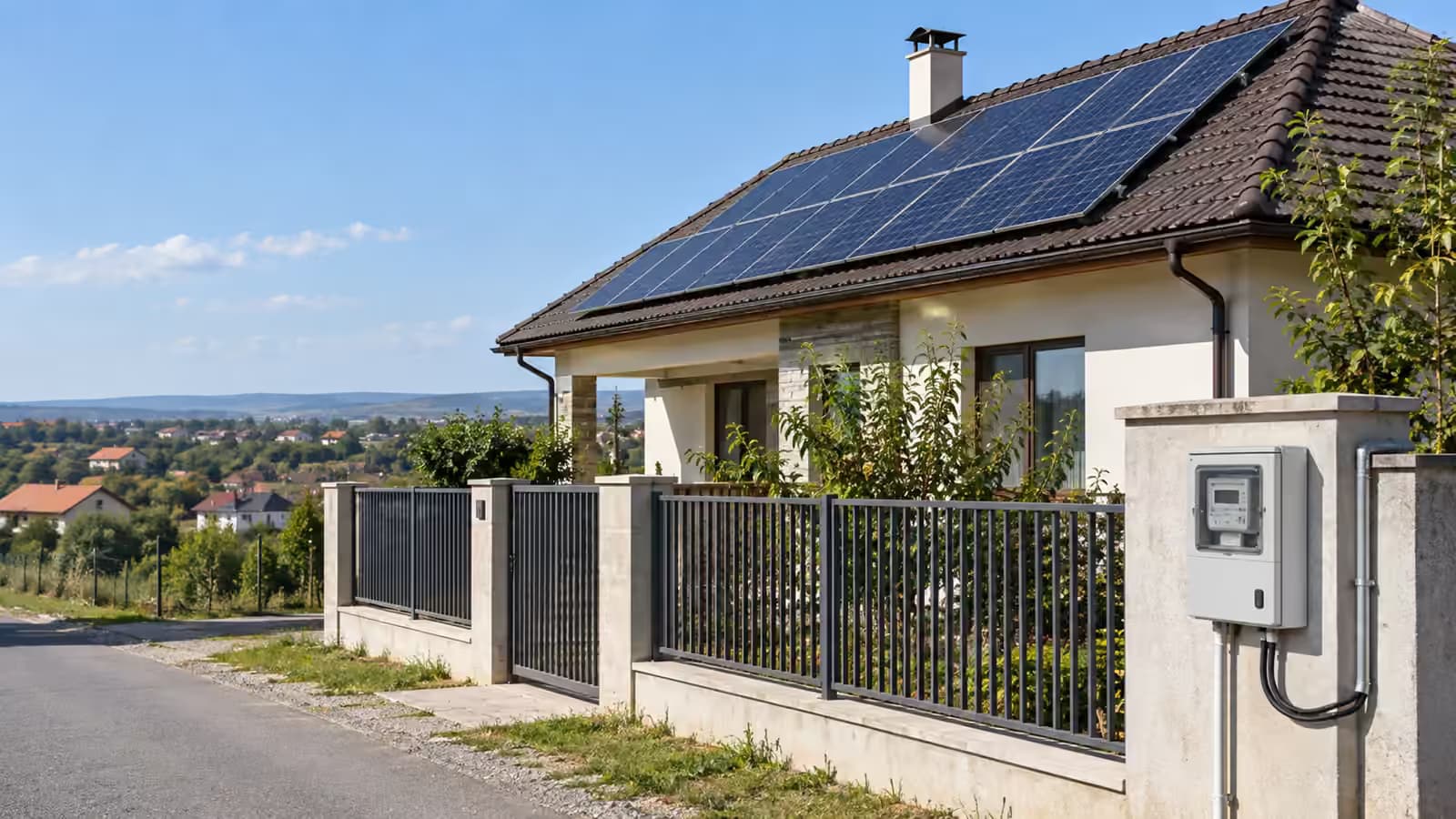 Acoperiș cu panouri solare și contor bidirecțional